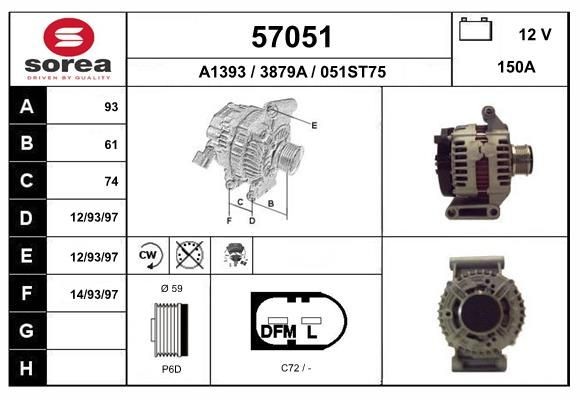 EAI Generator 57051 Dynamo EAI Fiat GRANDE PUNTO 57051
