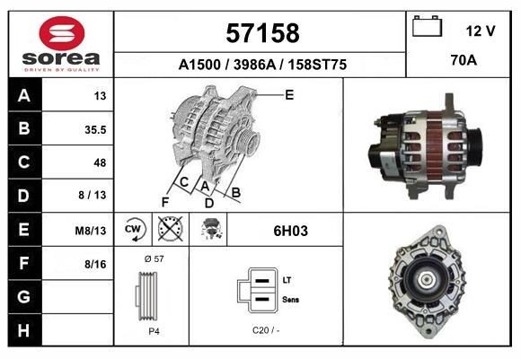EAI Alternatore 57158 57158 Alternatore EAI HYUNDAI SANTA FE costo