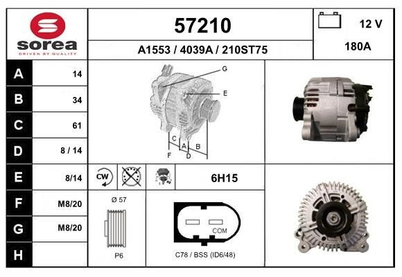 EAI Lichtmaschine 57210 Lichtmaschine EAI Volkswagen LUPO 57210