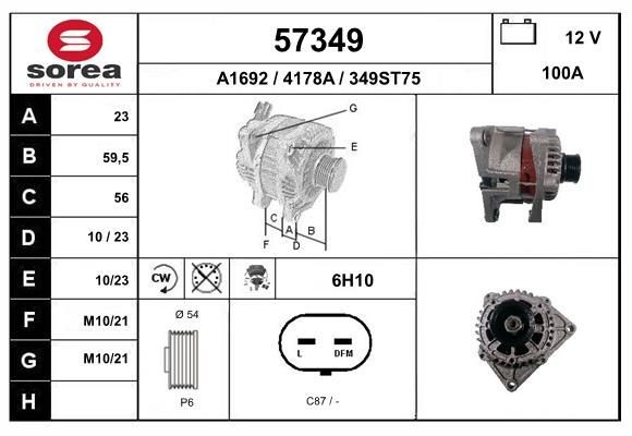 EAI Alternador 57349 57349 Motor de arranque alternador CHEVROLET CRUZE EAI