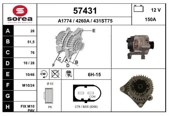 EAI Alternatore 57431 57431 costo Alternatore EAI BMW Serie 2