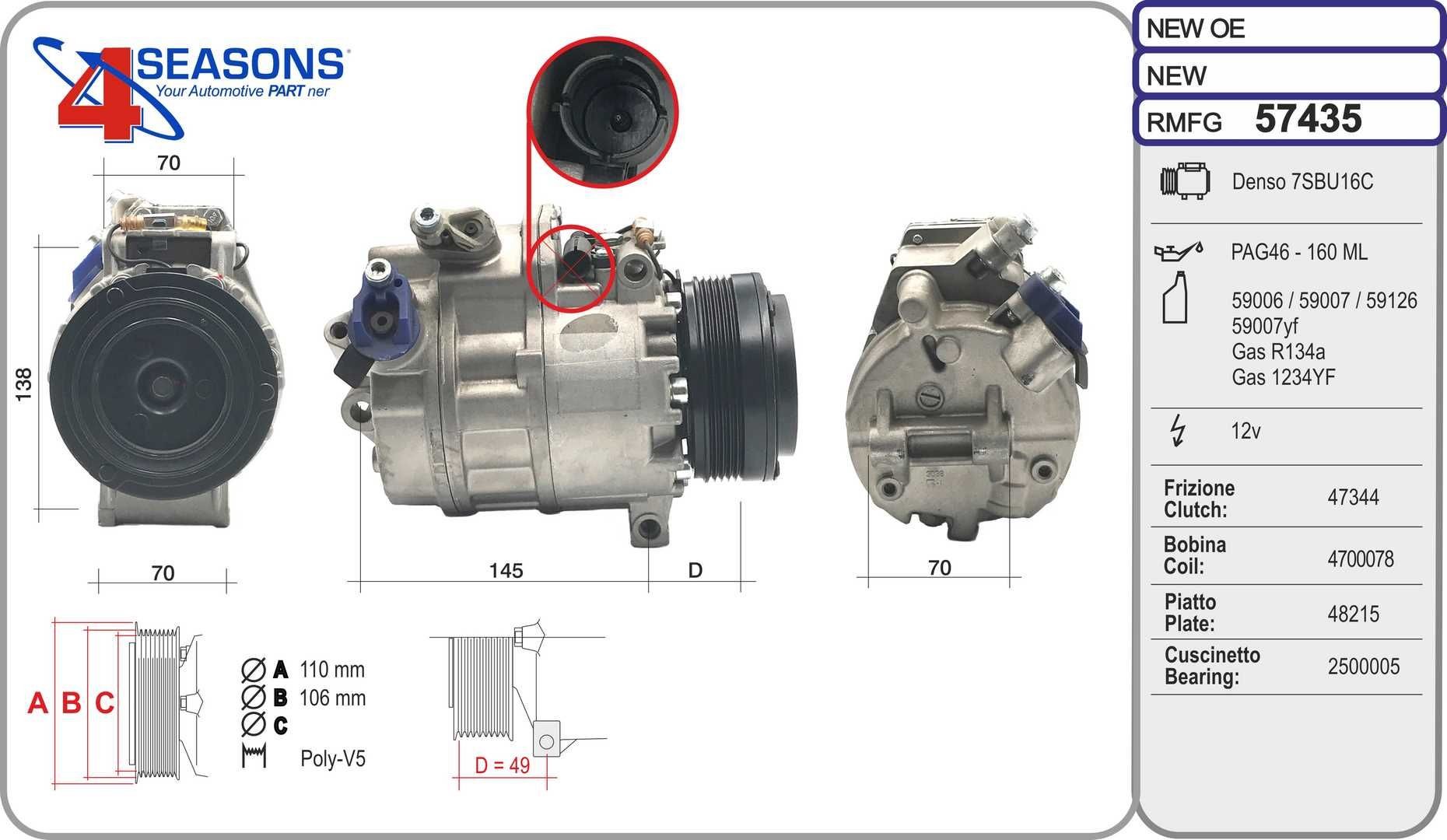 AHE AC-kompressor 57435 AC pumpe AHE BMW X6 57435