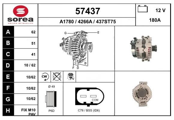 EAI Generator 57437 57437 Alternator BMW X5 EAI