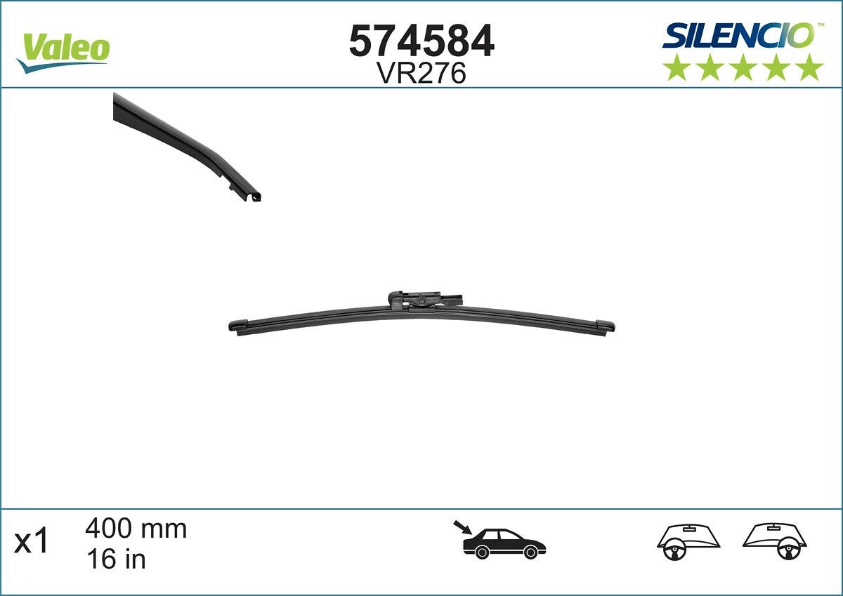 VALEO Tagumine kojamees 574584 Pesurikumm Fiat 263 574584 VALEO