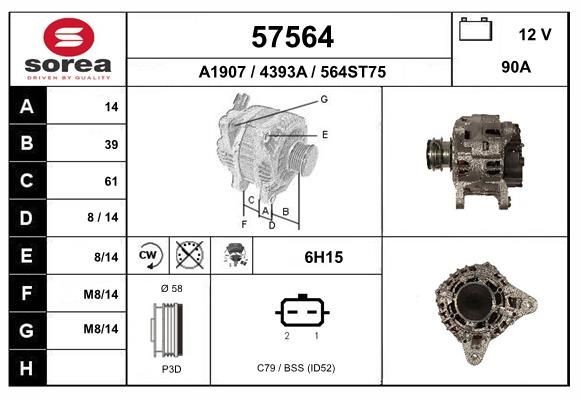 EAI Alternátor 57564 57564 Alternátor RENAULT 25 EAI