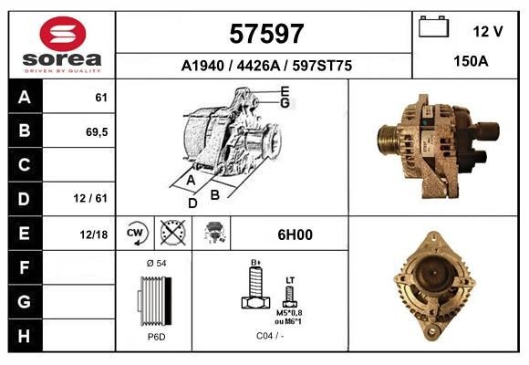 EAI Alternateur 57597 57597 Alternateur ALFA ROMEO SPIDER EAI