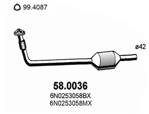 ASSO Katalysator 58.0036 58.0036 ASSO katalytisk omvandlare VW CADDY