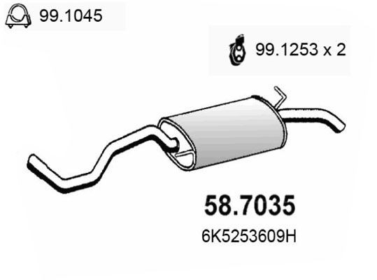 ASSO Marmitta 58.7035 58.7035 costo Marmitta posteriore ASSO SEAT 127