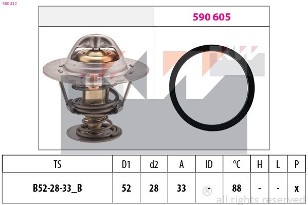 KW Thermostat 580 412 580 412 KW engine thermostat for FIAT