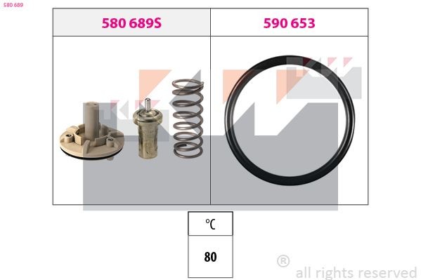 KW Thermostaat, koelvloeistof 580 689 580 689 KW Thermostaathuis Skoda goedkoop