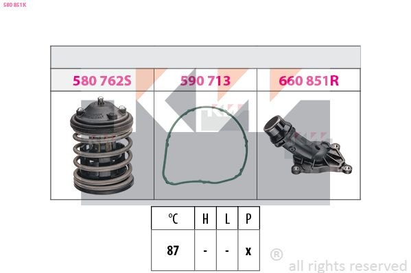 KW Termostaatti, jäähdytysneste 580 851K 580 851K KW Termostaatin TOYOTA LAND CRUISER