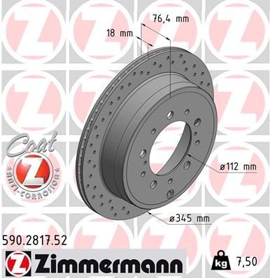 ZIMMERMANN Bromsskiva 590.2817.52 ZIMMERMANN 590.2817.52 Bromsskivor Sequoia II (XK60) original