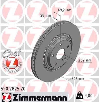 Bromsskiva ZIMMERMANN 590.2825.20 ZIMMERMANN COAT Z 590.2825.20 Bromsskiva TOYOTA SIENNA 2013