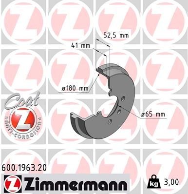 ZIMMERMANN Tambour de frein 600.1963.20 600.1963.20 ZIMMERMANN Tambour de frein Kia pas cher