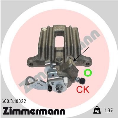 ZIMMERMANN Remklauw 600.3.10022 Audi QUATTRO Remklauwen ZIMMERMANN 600.3.10022
