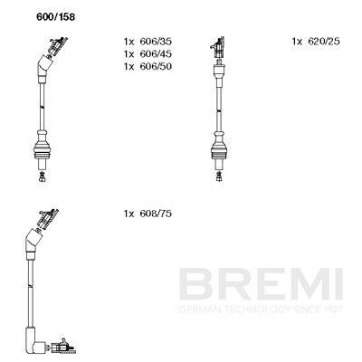 BREMI Süütesüsteemikomplekt 600/158 Süütejuhtmed BREMI 308 600/158 odav