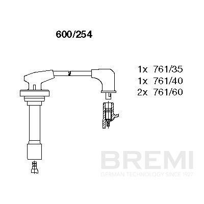 BREMI Tændkabelsæt 600/254 600/254 Tændrørskabel ROVER 400 BREMI