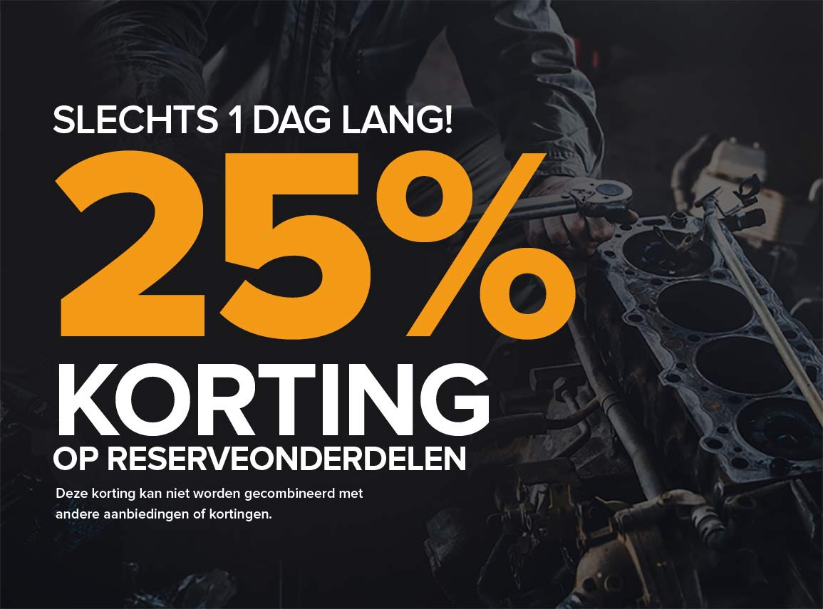 Bespaar nu 25% op reserveonderdelen