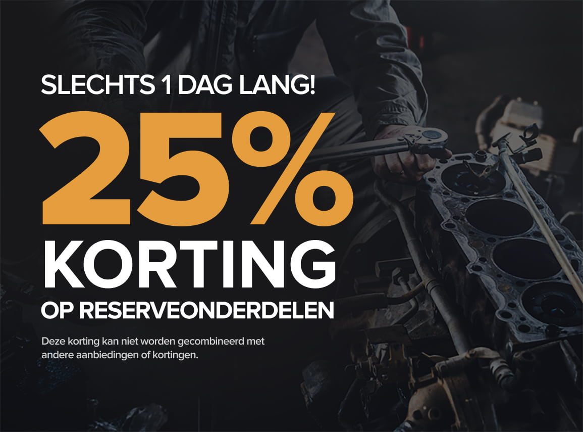 Bespaar nu 25% op reserveonderdelen